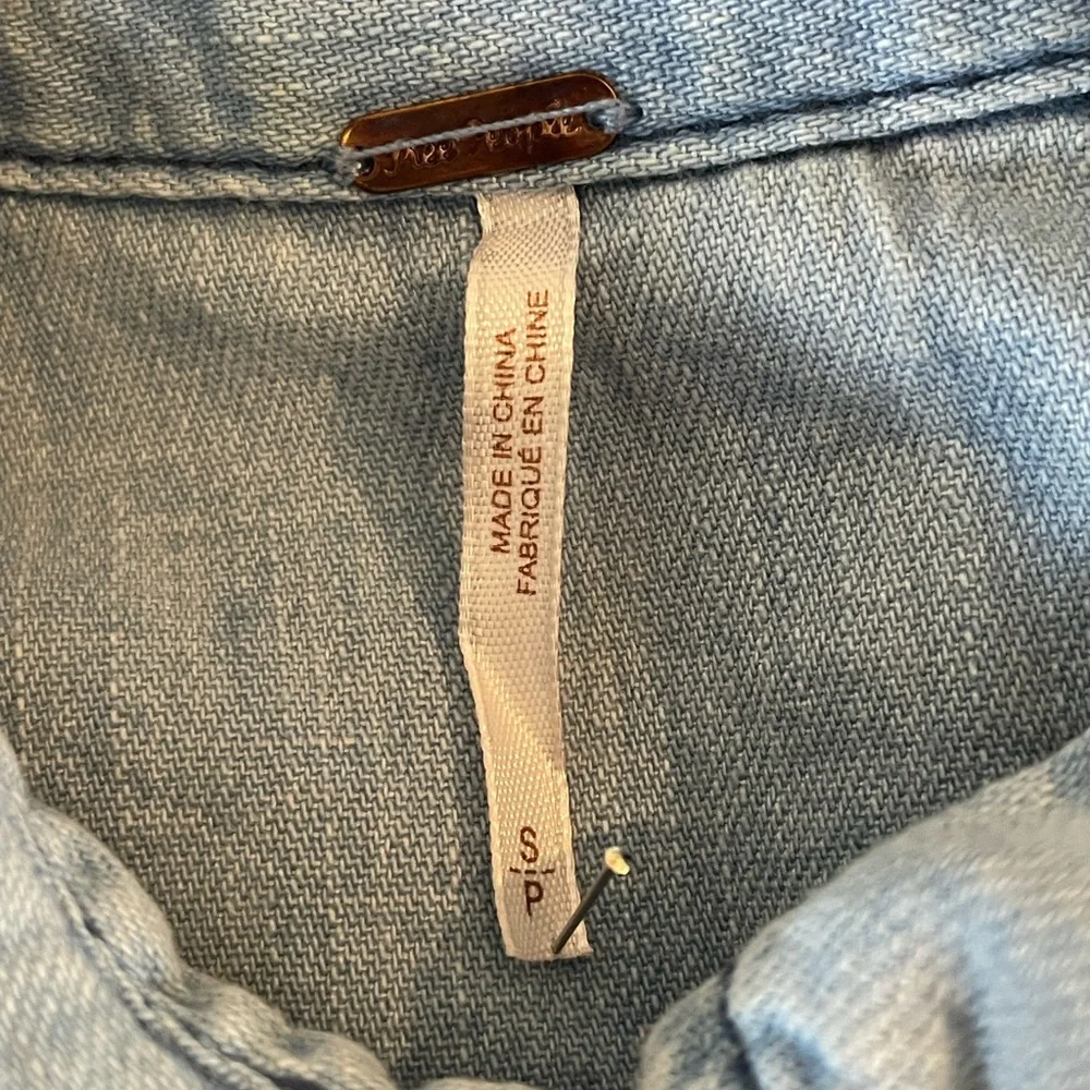 Free People Meet Me In Marta Chambray Denim Shirt - Picture 2 of 6